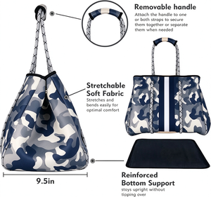 Bolsa de Playa Multifuncional para Mujer, con Bolsillos Interiores con Cremallera, Portátil, Grande, para Piscina, de Neopreno de Color Sólido - Product Image 4