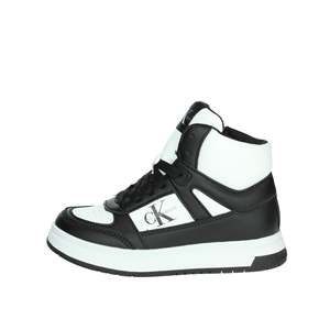 Calvin Klein Jeans Chaussures de basket-ball pour enfants, style montantes, blanc et noir - Product Image 1