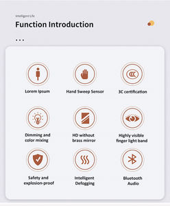Взрывозащищенное зеркало для ванной комнаты отеля, инфракрасный датчик, анти-туман, круглое умное зеркало для ванной комнаты, зеркало для ванной с <span class=keywords><strong>Bluetooth</strong></span>-динамиком - Product Image 6