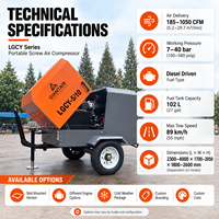 Compresseur d'air rotatif professionnel diesel portable à moteur pour l'industrie minière et de forage
