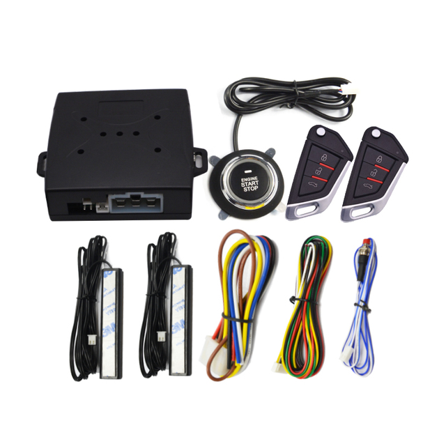 PKE Passive Keyless Entry System Universal Car Remote Starter One-Way Ignition Control Car Alarm 50m Range 433MHz 2 Remote