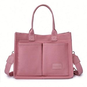 Sac fourre-tout en toile de coton personnalisé pour femme avec poche, idéal pour les cours et le travail - Product Image 2