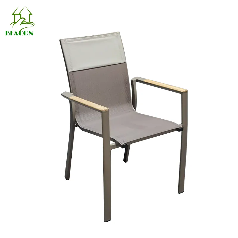 Açık restoran yemek için istiflenebilir nordic açık alüminyum çerçeve bahçe sandalye