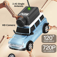 Mini voiture RC 1/64 avec caméra HD, gyroscope 2,4 GHz, télécommande, vitesse 3 km/h, vue à la première personne (FPV), jouet de course