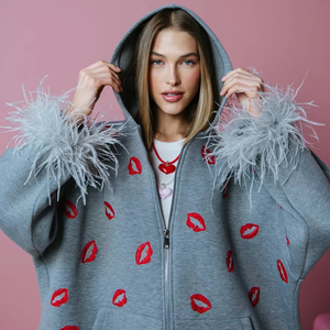 King Mcgreen Star nuova felpa <span class=keywords><strong>con</strong></span> cappuccio per le donne in autunno e in inverno un Cardigan rilassato e sciolto <span class=keywords><strong>con</strong></span> cerniere - Product Image 3