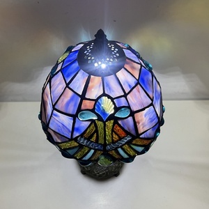 LongHuiJing 8" Tiffany Dome Flower Lampshade Table Lamps Stained Glass Lamp Single <b>Light</b> for Home Decor - Product Image 3