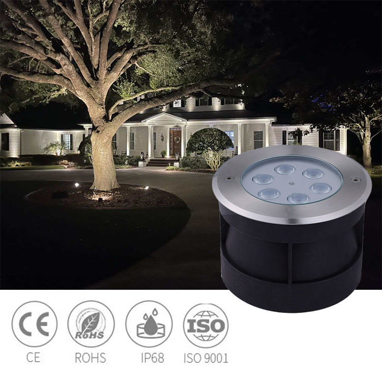 Stainless Steel Cover IP68 Waterproof Outdoor Recessed Deck Lamp Low Voltage 6W LED Underground Lights for Landscape Gardens