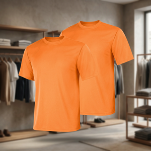 Men's <b>Orange</b> Short Sleeve <b>T</b>-<b>Shirt</b> Regular Fit O-Neck Casual Wear 100% Cotton Jersey Fabric Solid Color Plain Dyed - Product Image 3