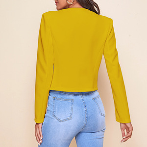 Weibliche solide lässige Anzug Mantel <span class=keywords><strong>Plus</strong></span> <span class=keywords><strong>Size</strong></span> Reiß verschluss kurze Strickjacke Jacke New Autumn Spring Frauen Slim <span class=keywords><strong>Blazer</strong></span> Top - Product Image 5
