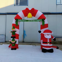 Arche gonflable de Noël avec Père Noël et les elfes, toile de fond gonflable Joyeux Noël, arche d'entrée pour la décoration des fêtes