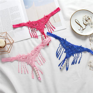 Европейские и американские сексуальные стринги и стринги прозрачные сетчатые вышитые ажурные открытые жемчужные стринги женские стринги - Product Image 4