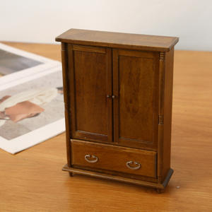 1:12 casa de muñecas DIY modelo de muebles en miniatura con armario europeo Simple de dos puertas accesorios de madera de bolsillo juguete para jugar - Product Image 3
