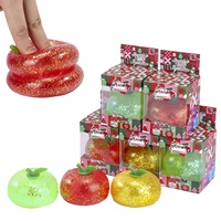 Nouveau jouet anti-stress souple en caoutchouc, à ressortir, en forme de pomme, avec poudre dorée et maltose, pour Noël et Halloween, pour enfants de 3 ans et plus