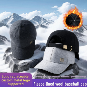 Casquette de baseball tendance pour homme, style coréen, à large bord, en toile 3D avec lettres, réglable, pour l'extérieur, protection des oreilles, automne-hiver - Product Image 1