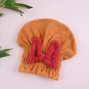 Gorro de Secado Rápido para el Cabello con Lazo de Felpa Coral para Mujer, Altamente Absorbente, No Requiere Secado con Secador, <span class=keywords><strong>Toalla</strong></span> para el Cabello - Product Image 2