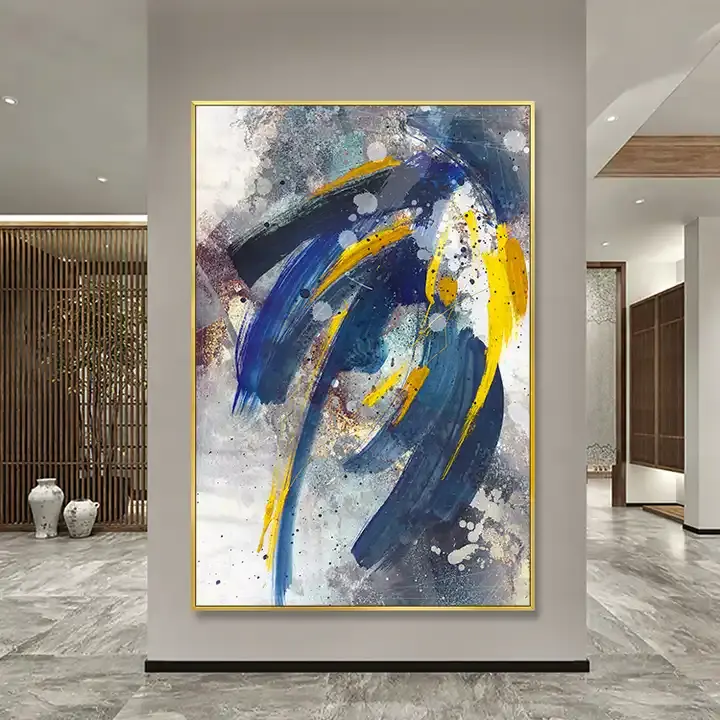 Moderne nordische Kunst Landschafts malerei abstrakte blaue Tinte Pinsel Stil Leinwand Malerei für Wohnzimmer Wand kunst L gerahmten Druck