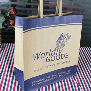 Restaurant Disposable Kraft <b>Paper</b> Bag with Handles for Chicken Wings Takeaway Finger Food Packaging <b>Biodegradable</b> Custom Logo - Product Image 3