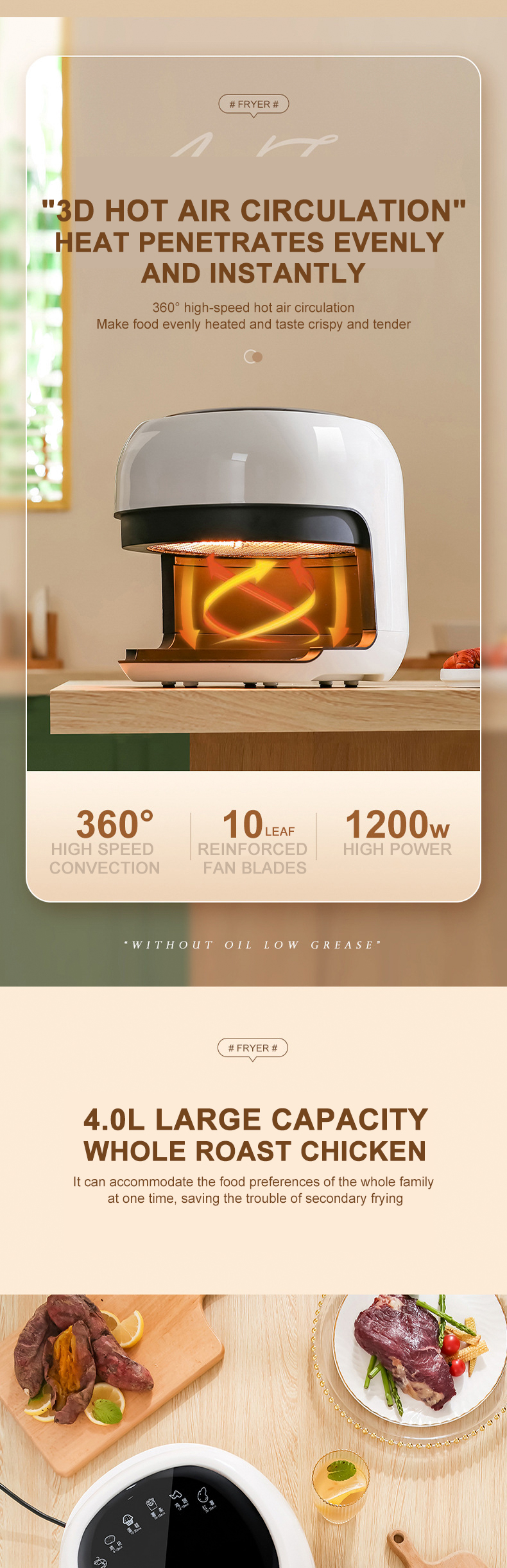 Intelligent Air Fryer Household Transparent Glass Visual Window Oil Smoke Free Fried Chicken Wings Air Fryer Toaster Oven OEM