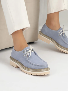 <span class=keywords><strong>Scarpe</strong></span> con Plateau in Vera Pelle Stile Vintage 2024 per Donna con Lacci e Suola Spessa per Tutte le Stagioni - Estate Inverno Primavera Autunno - Product Image 5