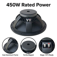 Haut-parleur professionnel de 15 pouces pour médiums et basses, 450W 8ohm AES, woofer métallique haute sensibilité avec bobine vocale en cuivre pour système large bande