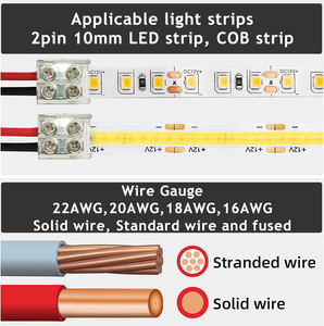 Conectores de luz de cinta Led apretar bloques de terminales de tornillo 2 pines 8mm tira de conector a conector de tira - Product Image 5