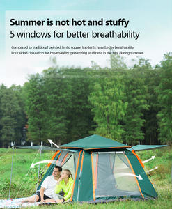 เต็นท์กันน้ำแบบพับได้แบบพกพาเปิดได้เต็นท์ตั้งแคมป์กลางแจ้งสำหรับครอบครัวตั้งแคมป์เดินป่าปิกนิก - Product Image 4