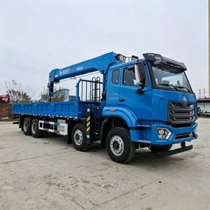 รถบรรทุกติดเครน HOWO NX 8x4 สีน้ำเงิน ขายดี พร้อมบูมไฮดรอลิกสำหรับงานหนัก ยกสูงได้ 25 เมตร เหมาะสำหรับงานอุตสาหกรรม - Product Image 2