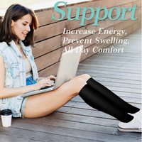 Femmes et Hommes Chaussettes de Compression Noires Compression Graduée 15-20mmHg Chaussettes de Sport Bas de Compression Unisexe Genou Haut