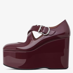 Sandalias de tacón alto con plataforma gruesa y estampado de leopardo para mujer, con tiras cruzadas, estilo retro y punta redonda, de charol. - Product Image 5