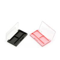 Boîte à blush personnalisée couleur gaufrée, palette de fards à paupières vide à 2 compartiments carrés avec couvercle transparent à clapet, emballage cosmétique pour disque de highlighter