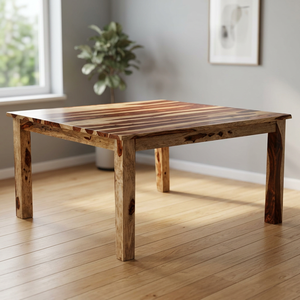 Modern Vintage Solid Sheesham Wood Iron Farmhouse Dining <b>Table</b> Square <b>Folding</b> Industrial Antique Style 4-Seater Furniture for - Product Image 2