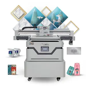 Stampante UV a colori di grandi dimensioni 6090 stampante a base piatta UV con stampo a cilindro macchina da stampa digitale per custodie per telefoni cartone TX800 testine di stampa