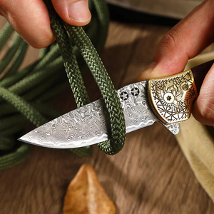 มีดพับเหล็กดามัสกัส มีดพับสำหรับกิจกรรมกลางแจ้ง พกพาสะดวก ความแข็งสูงอเนกประสงค์ ใช้สำหรับตั้งแคมป์ ใช้ในครัวเรือน หั่นผลไม้ - Product Image 3