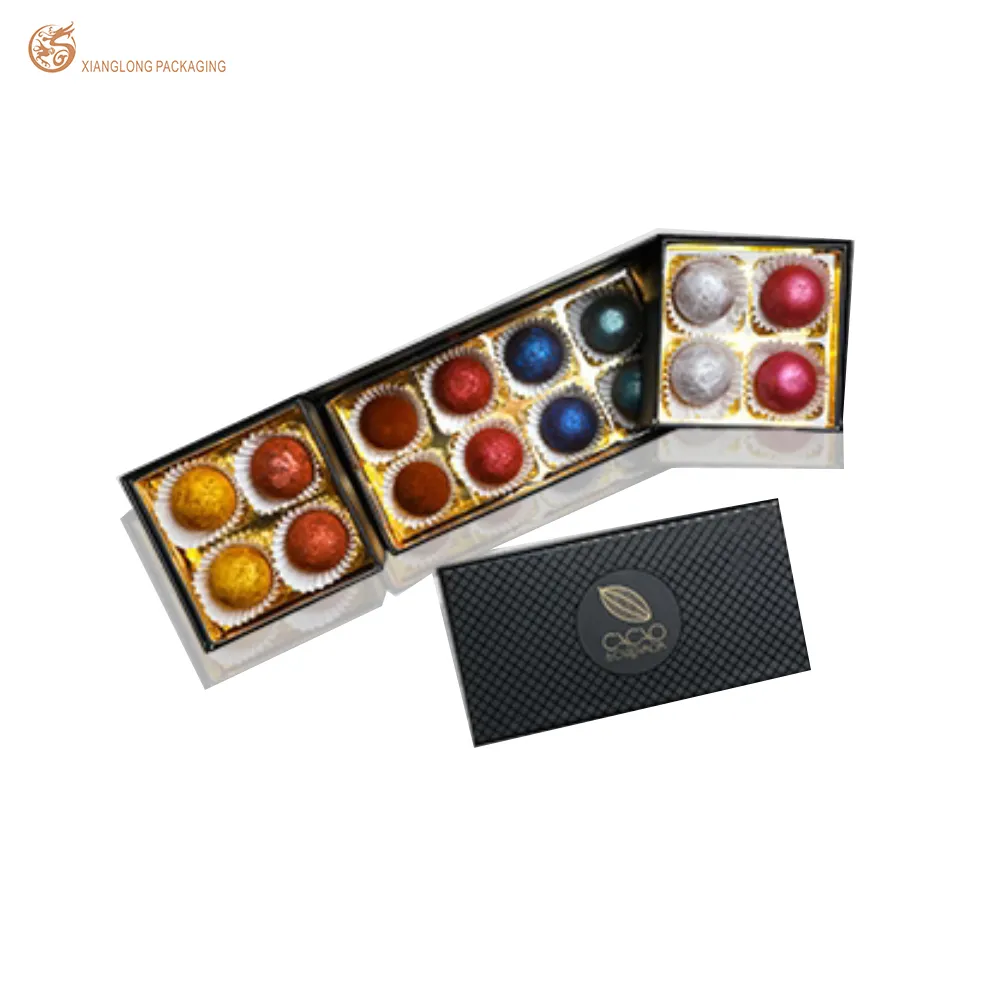 Elegant Custom 3 Layers Logo Candy Chocolate Paper Packaging Display Box With Food Insert