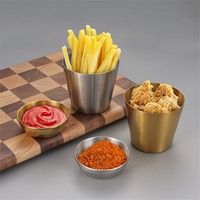 Plats à sauce en acier inoxydable Coupe à frites en métal incassable Conteneur à condiments pour collations Crevettes à pop-corn croustillantes