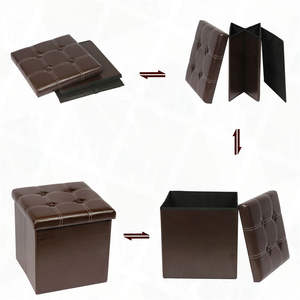 BAILEY <span class=keywords><strong>pas</strong></span> <span class=keywords><strong>cher</strong></span> noir coffre de rangement en cuir bureau dortoir <span class=keywords><strong>marocain</strong></span> pouf de stockage vache pouf petit pouf de rangement pliant - Product Image 2