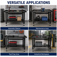Banc de travail en acier robuste avec tiroirs verrouillables et pieds réglables pour atelier industriel et garage - Direct usine