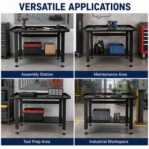Banc de travail <span class=keywords><strong>en</strong></span> acier robuste avec <span class=keywords><strong>tiroirs</strong></span> verrouillables et pieds réglables pour atelier industriel et garage - Direct usine - Product Image 5