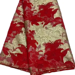 Venta caliente última tela de encaje de brocado francés tela de encaje africano de alta calidad tela Jacquard bordada para costura de boda