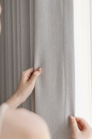 SA0367 Kain Gorden Blackout Katun Linen Dua Sisi Warna Abu-abu Muda untuk Ruang Tamu Rumah Modern
