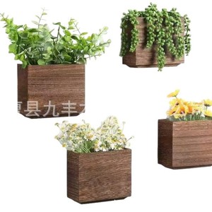 Wooden Wall Mounted <b>Square</b> Flower <b>Pot</b> Hanging Planter For Indoor Outdoor Use With Green Plants Or Flowers - Product Image 1