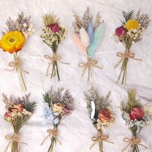 루이-내추럴 핸드메이드 드라이플라워 미니 부케 13cm 작은 꽃다발 DIY 공예, 웨딩 답례품 및 인사말 카드 장식용 - Product Image 1