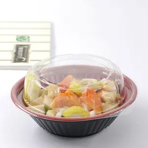 Disesuaikan Plastik Sekali Pakai 420Ml Mangkuk Salad Kotak Kemasan Makanan dengan Tutup OEM PP Mangkuk dengan OPS Tutup Takeaway Microwave Oven