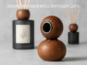 Vietnam WeWood Ball <b>Reed</b> <b>Diffuser</b> Wooden Cap Sphere Timber Aroma Bottle Lid Walnut Wood Round Fragrance Closure - Product Image 1