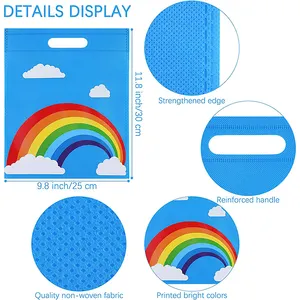 Custom Rainbow Pattern Non Woven Bags Party Favor Gift Nonwoven D-cut Bags Birthday Party Bags With Handles