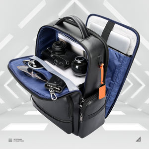 BOPAI vente en gros OEM hommes affaires 15.6 pochette <span class=keywords><strong>d</strong></span>'ordinateur en cuir PC luxe antivol extensible sac à dos USB voyage charge sac à dos - Product Image 5