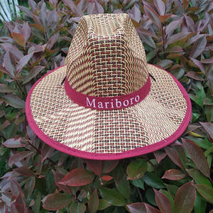 Sombrero de Paja Estilo Vaquero Marlboro, Ala Ancha, Protección Solar para Verano, Sombrero de Papiro para Hombre para Actividades al Aire Libre - Product Image 1