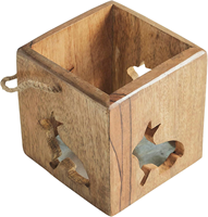 Boîte en bois découpée en forme de lapin Bunny Hop avec ficelle 4x4, décorations de printemps, figurines de Pâques pour la table de la maison