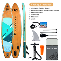 Planche de SUP gonflable à grain de bois, directement de l'usine, planche de paddle tout usage avec accessoires complets et homologuée CE
