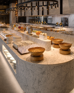 Mostrador de Buffet Personalizado para Hoteles de Lujo, Estación de Buffet Comercial Moderna de Mármol, Barra de Cocina en Vivo, Mobiliario para Restaurantes, Instalación Llave en Mano - Product Image 6